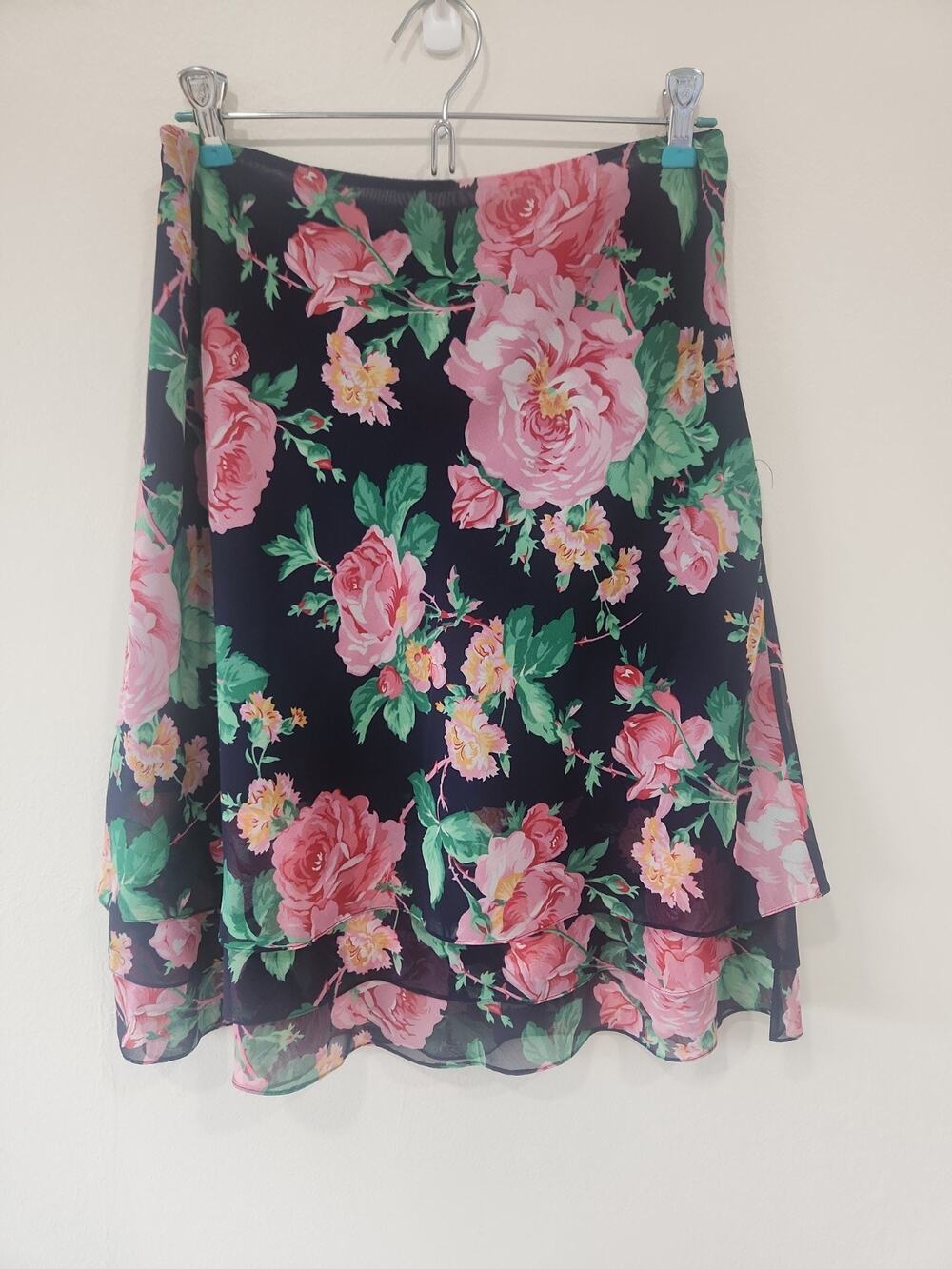 Ralph Lauren Floral Silk Chiffon Ruffle Midi A-Line Skirt Romantic Paisley 10